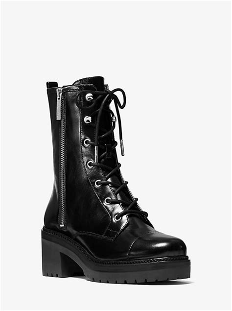 michael kors anaka combat boots|Anaka Crinkled Leather Combat Boot .